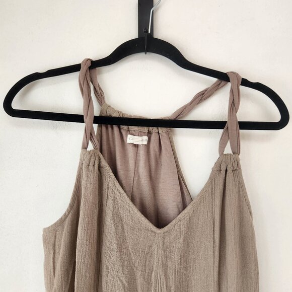 Garnet Hill Cotton Gauze Long Cover-Up Maxi Dress Tan Brown Natural Women's M - Picture 3 of 8
